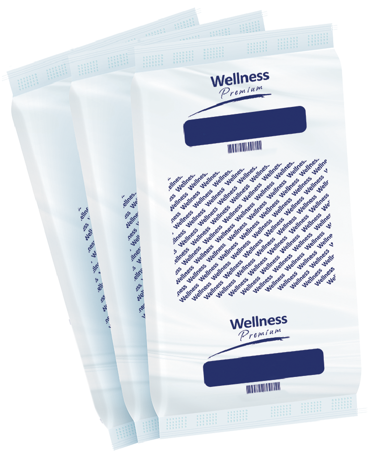 Embalagens individuais da fralda wellness